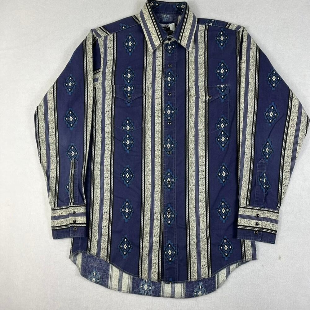 Wrangler Men's 15 1/2 - 33 Button Up Brushpopper Pearl Snap Aztec Southwestern